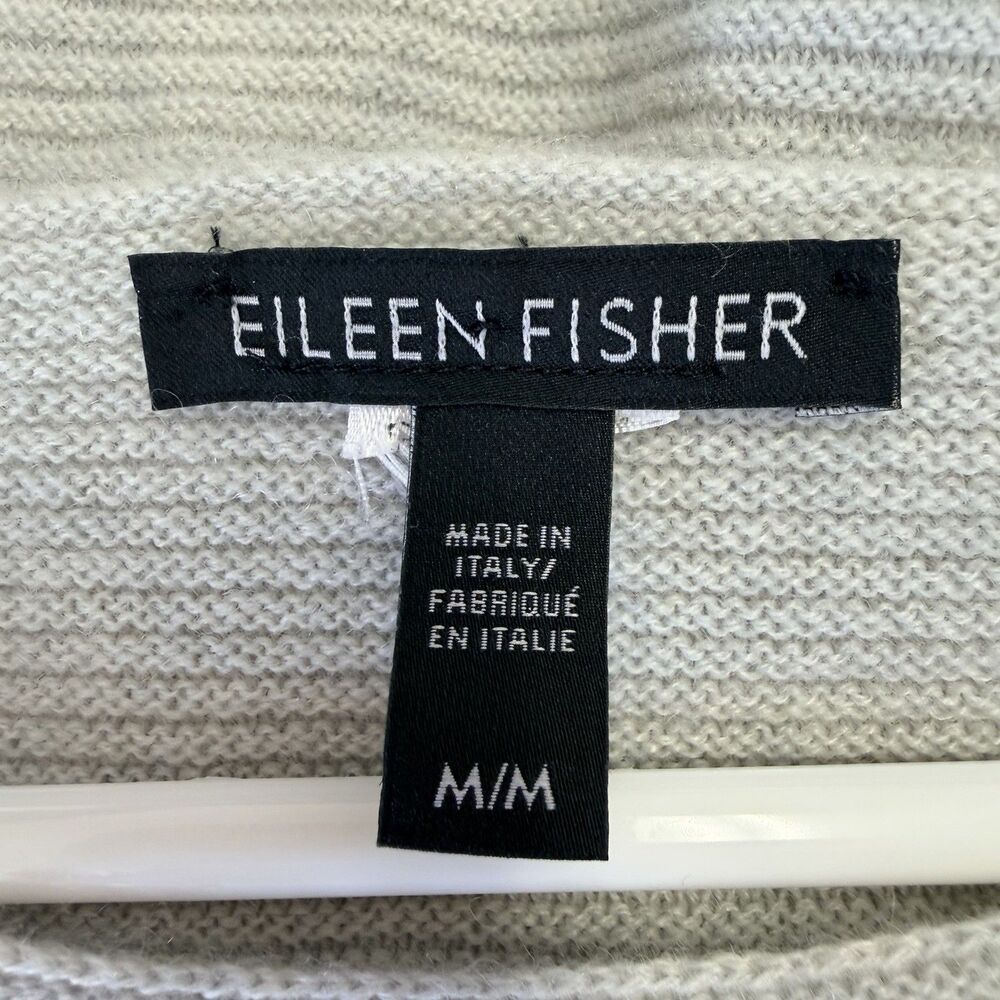 Eileen Fisher Made In Italy Sweater M Light Gray Knit Wool/Cashmere Feel EUC - Picture 8 of 10